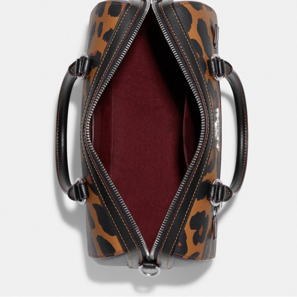 NWT💃Coach Rowan Satchel In Signature Canvas With Leopard Print - Picture 10 of 13